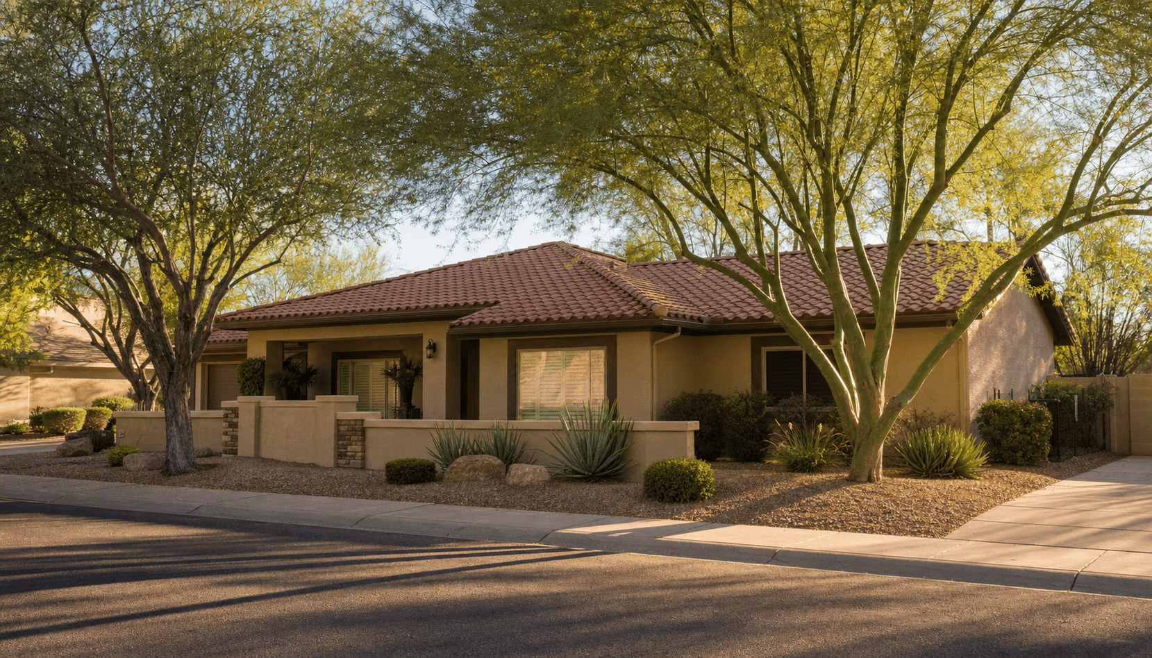 Residential street scene representative of Chandler, AZ