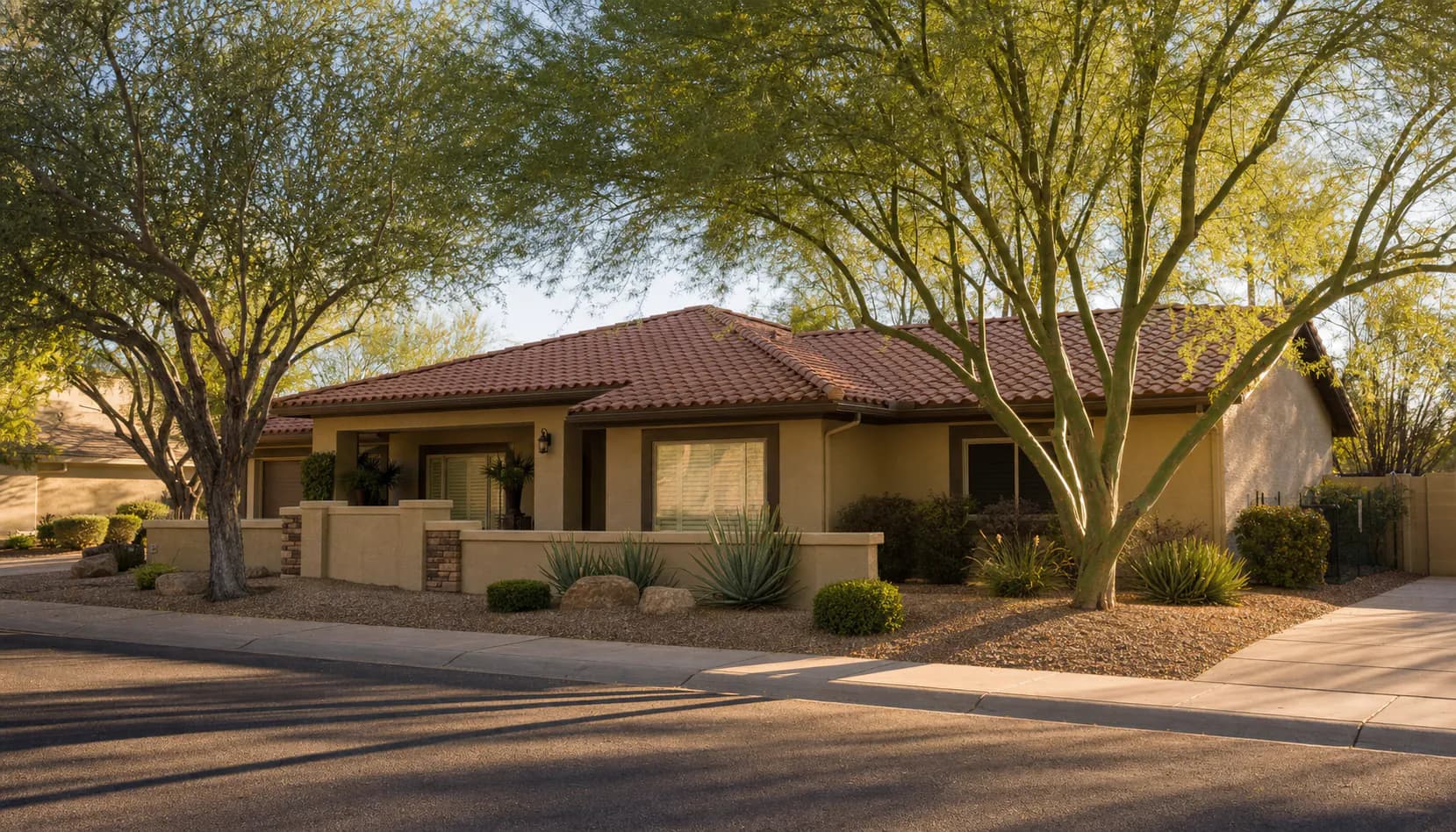 Residential street scene representative of Chandler, AZ