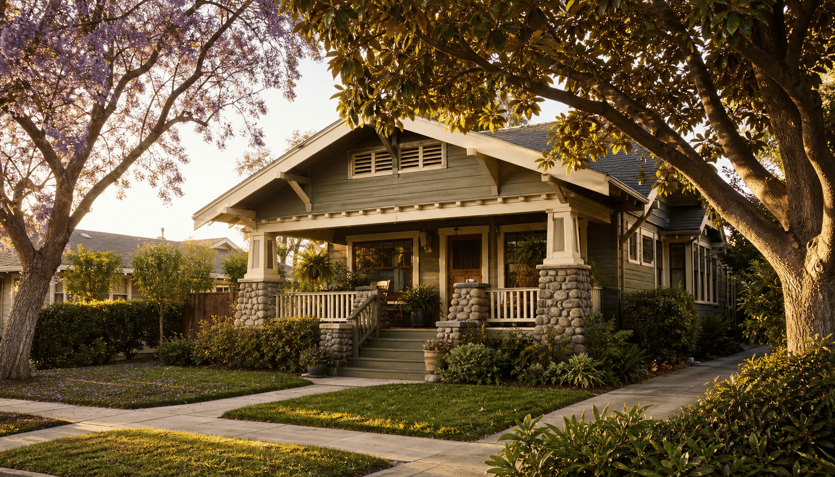Residential street scene representative of Los Angeles, CA