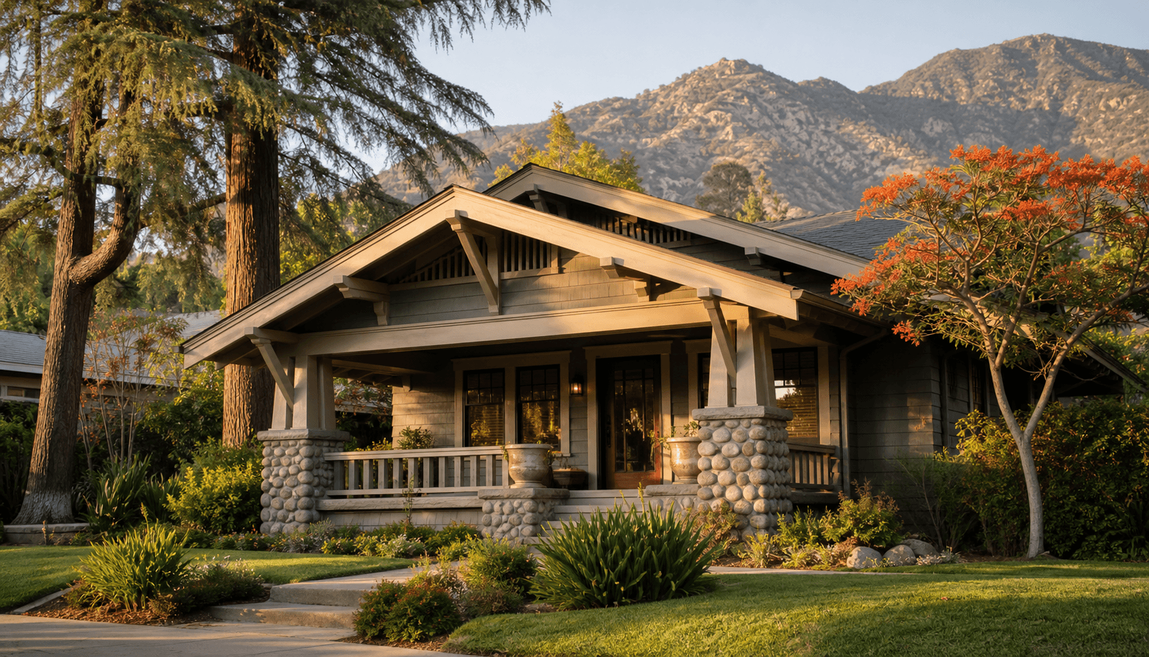Residential street scene representative of Pasadena, CA