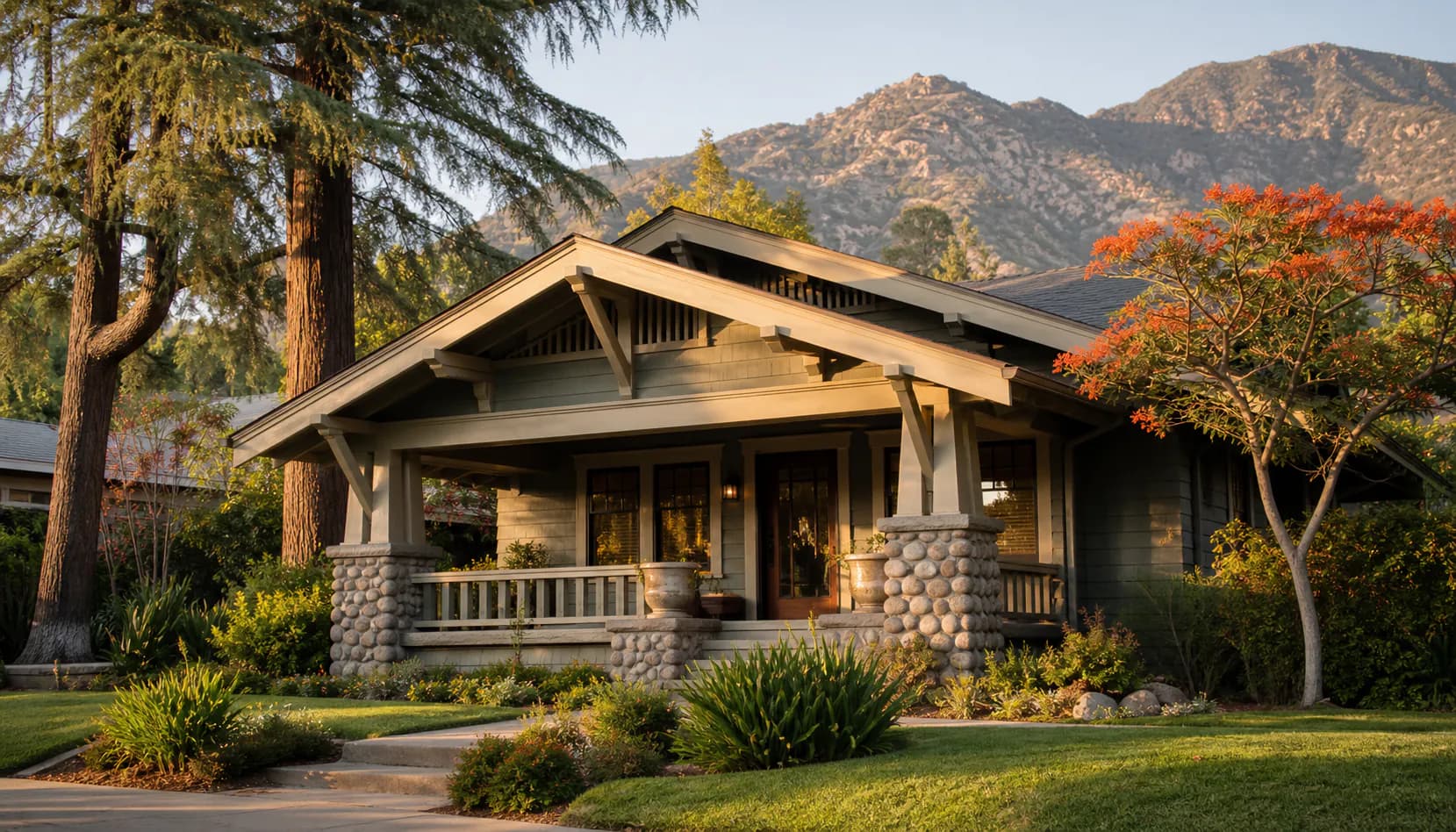 Residential street scene representative of Pasadena, CA