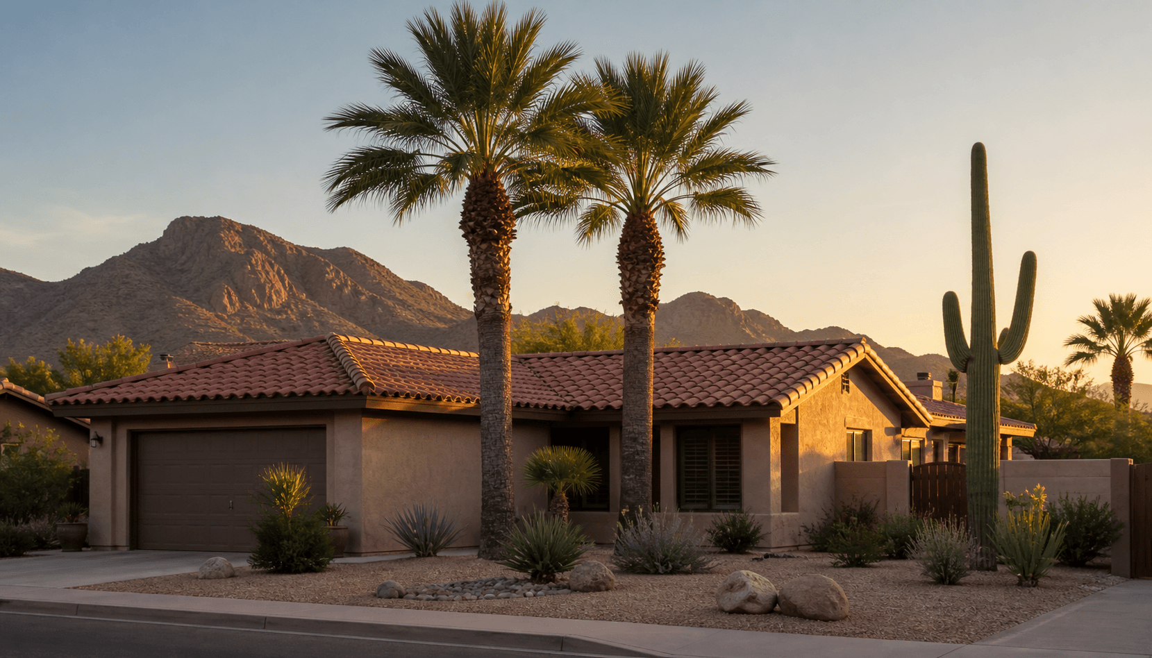 Residential street scene representative of Phoenix, AZ