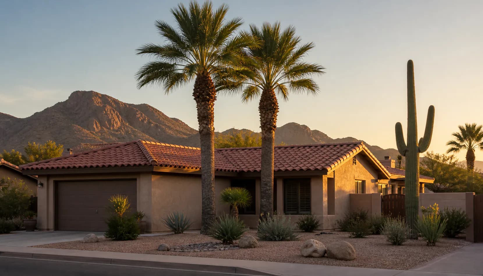 Residential street scene representative of Phoenix, AZ