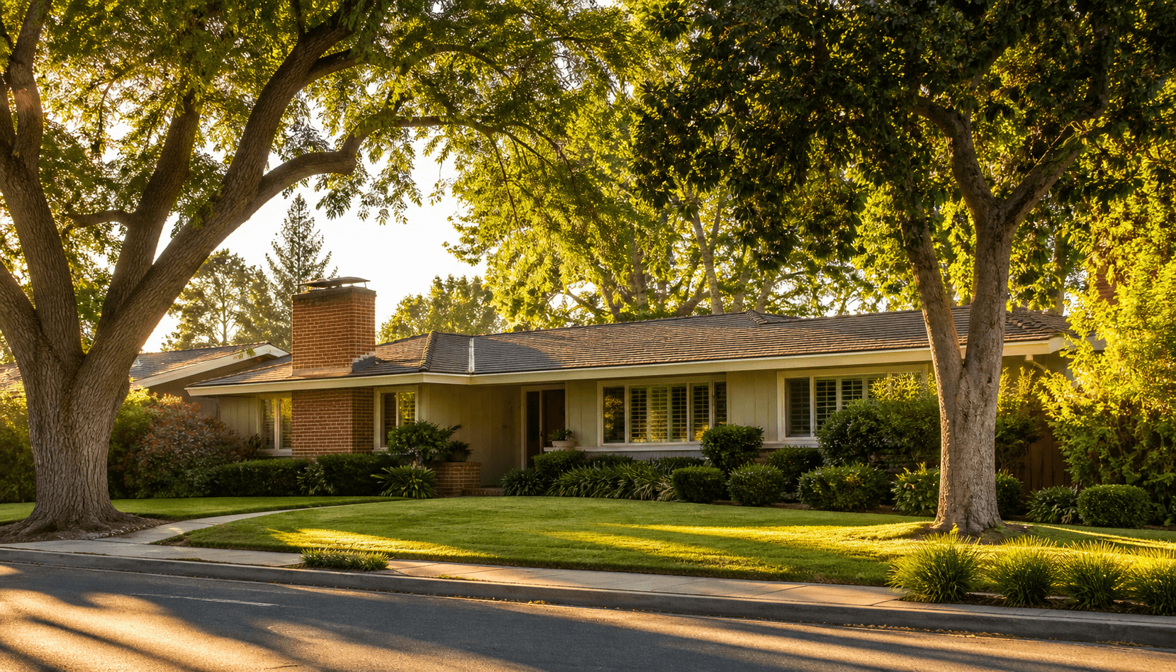 Residential street scene representative of Sacramento, CA