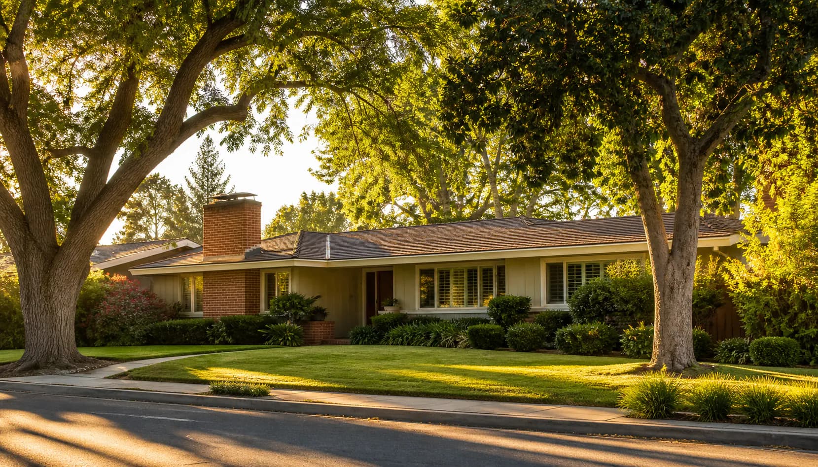 Residential street scene representative of Sacramento, CA
