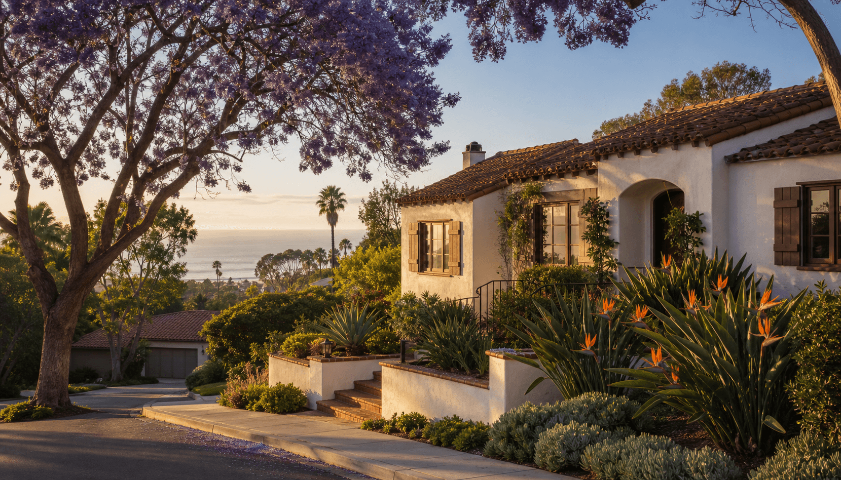 Residential street scene representative of San Diego, CA