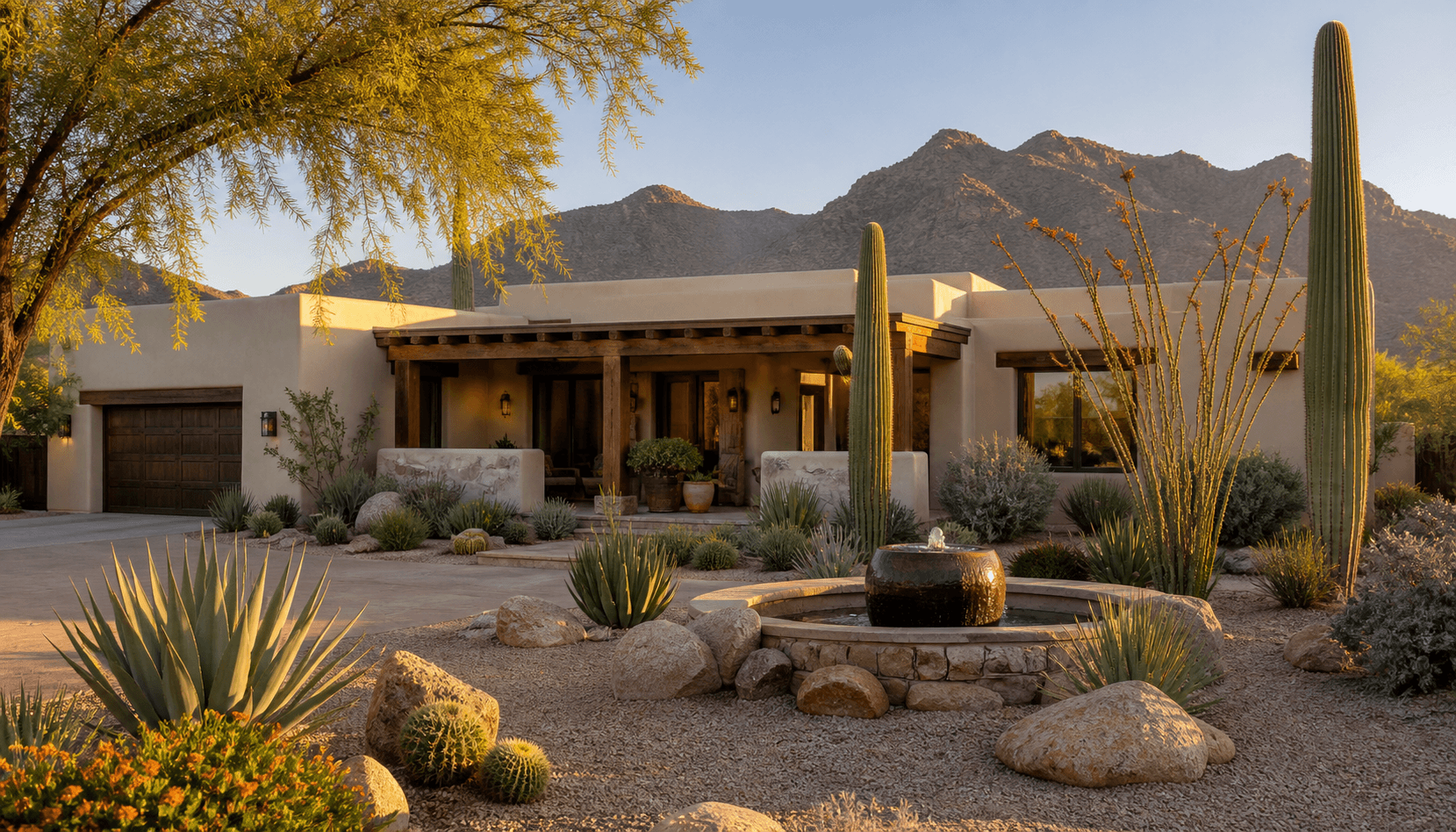 Residential street scene representative of Scottsdale, AZ