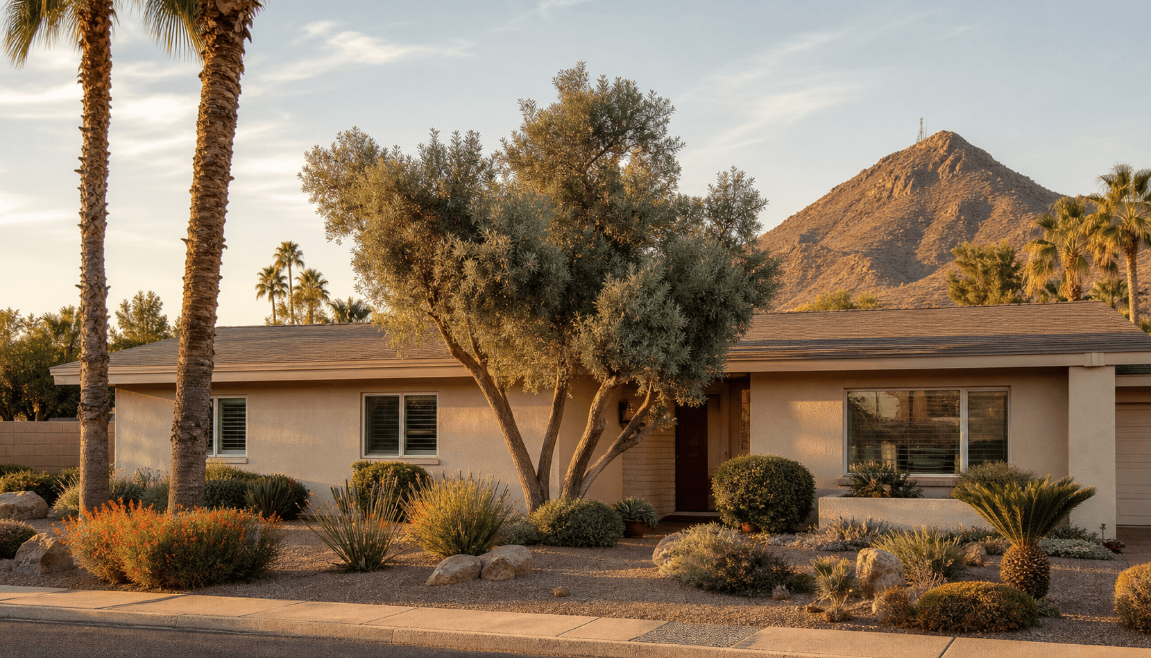 Residential street scene representative of Tempe, AZ