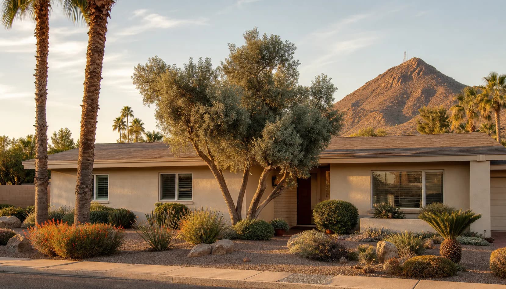 Residential street scene representative of Tempe, AZ