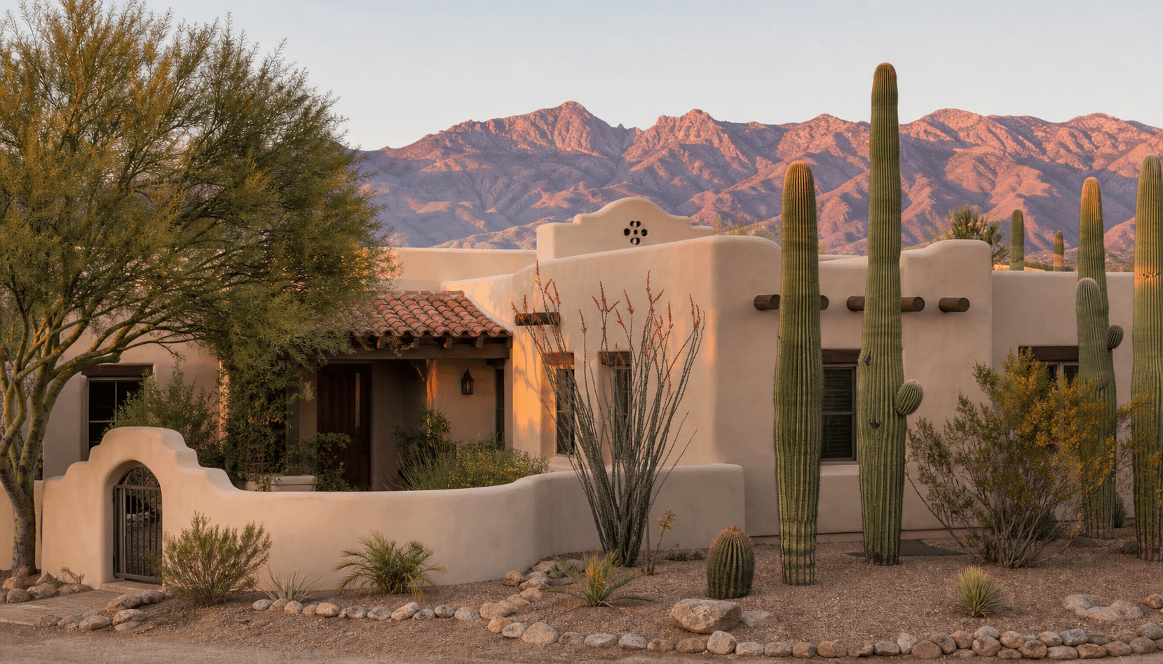 Residential street scene representative of Tucson, AZ